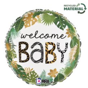 Folienballon - welcome Baby, Dschungel - ø 46cm